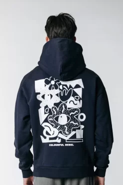 Abstract Clean Hoodie | Navy | Colourful Rebel Shop