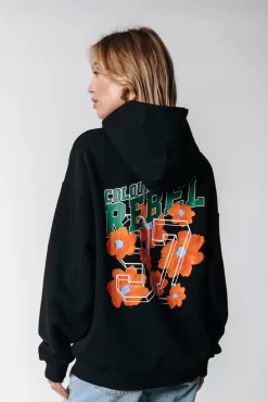 Aqua Flowers Hoodie | Black | Colourful Rebel Flash Sale