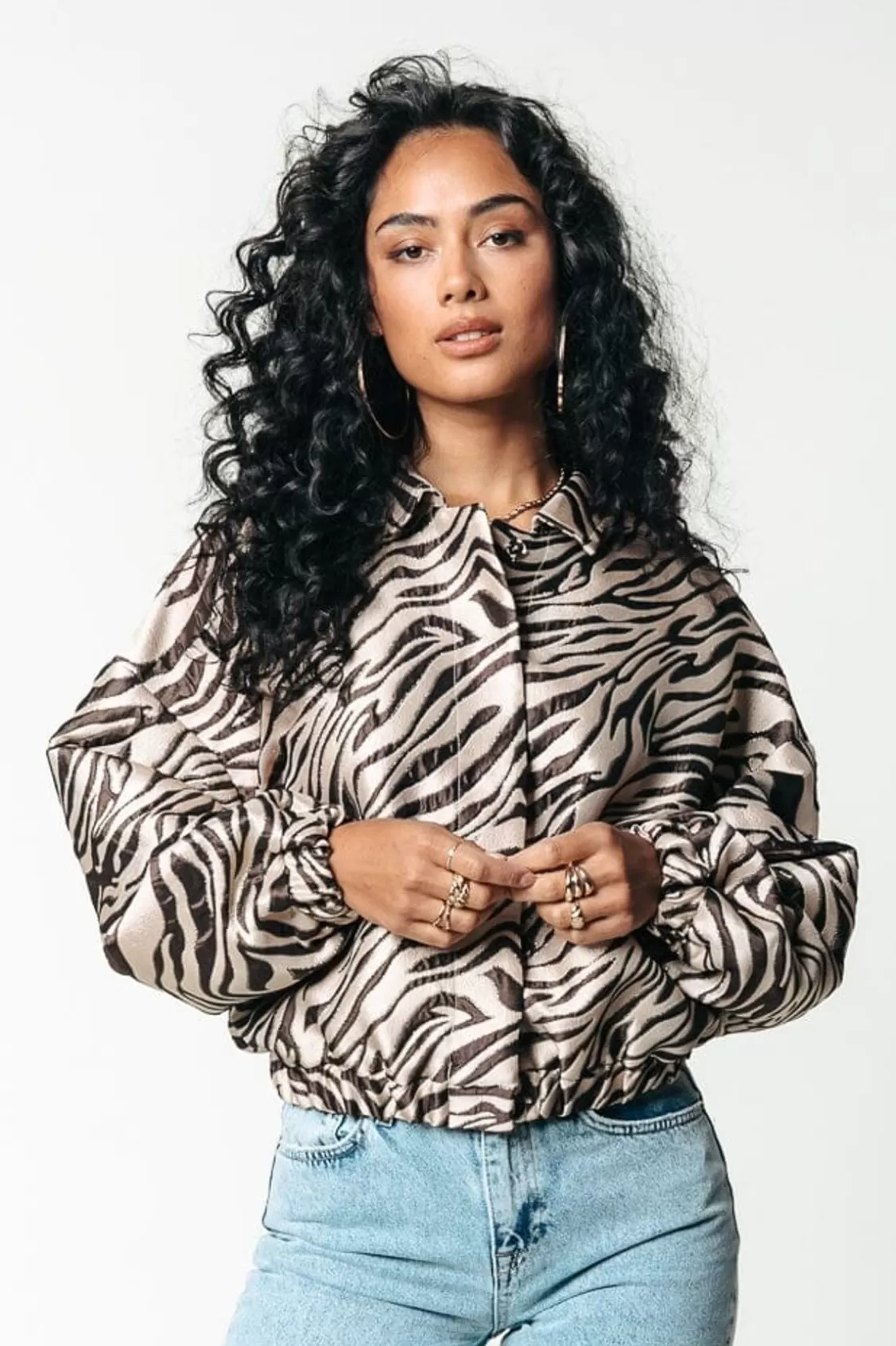 Bente Zebra Jacquard Bomber Jacket | Multicolor | Colourful Rebel Best