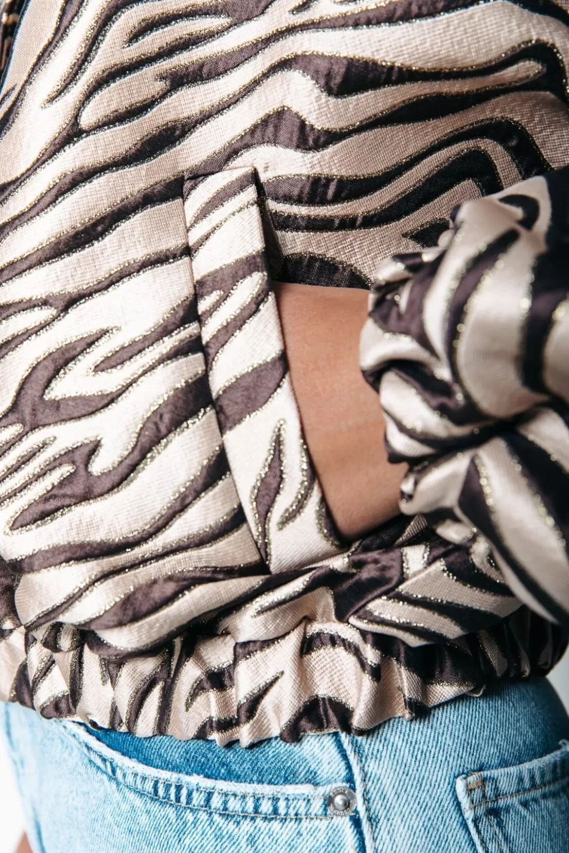 Bente Zebra Jacquard Bomber Jacket | Multicolor | Colourful Rebel Best