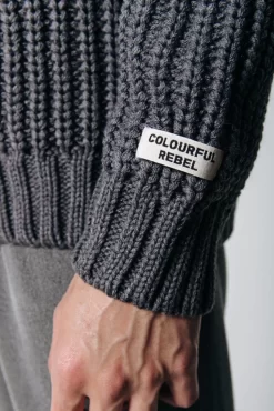 Dean Rib Knit Sweat | Dark Grey | Colourful Rebel Best Sale