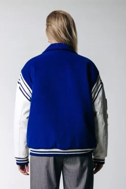 Edna Baseball Bomber Jacket | Bright Blue | Colourful Rebel Sale