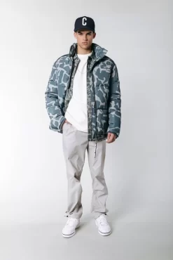 Finch Clean Camo Puffer Jacket | Dark Grey | Colourful Rebel New