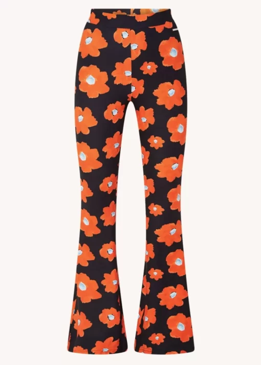 Flower Peached Flare Pants | Mandarin Orange | Colourful Rebel Best Sale