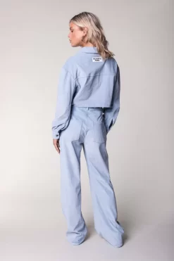 Gaias Corduroy Wide Leg Pants | Soft Blue | Colourful Rebel Flash Sale