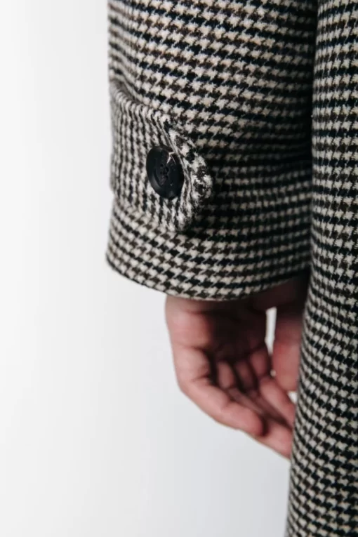 George Raglan Dogtooth Coat | Brown | Colourful Rebel Fashion