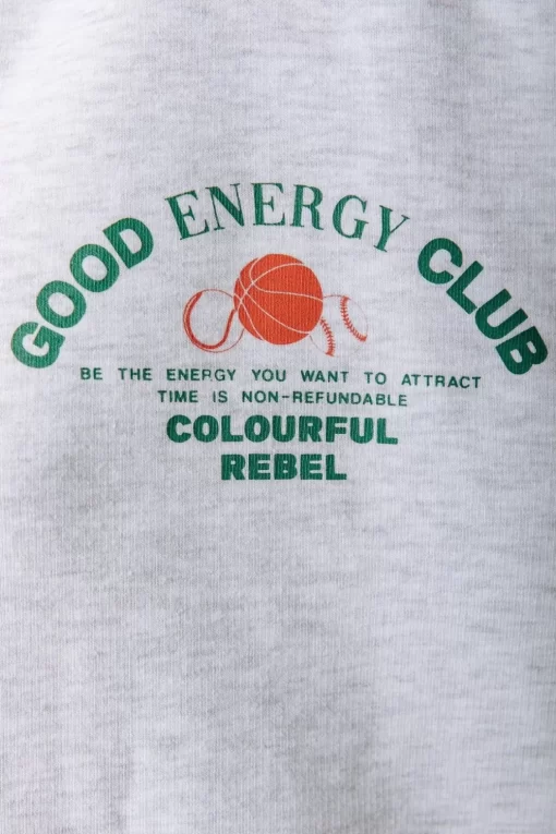 Good Energy Collar Sweat | Light Grey Melange | Colourful Rebel Online