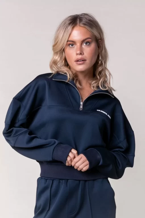 Ilena Zipped Sweat | Dark Blue | Colourful Rebel Discount