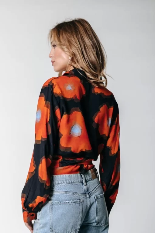 Josa Flower Wrap Blouse | Mandarin Orange | Colourful Rebel Best