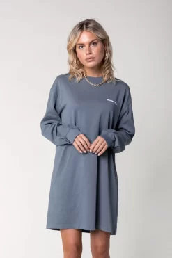 Logo Long Sleeve Dress | Dark Grey | Colourful Rebel Discount