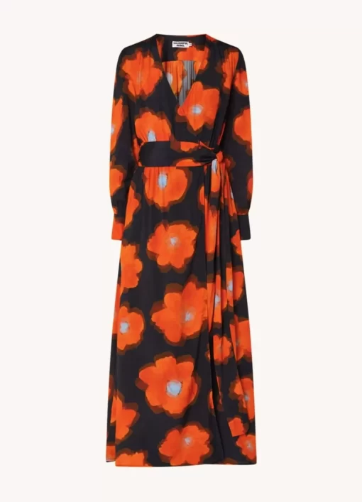 Lola Flower Maxi Wrap Dress | Mandarin Orange | Colourful Rebel Discount