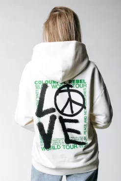 Love Peace Hoodie | Off White | Colourful Rebel Hot