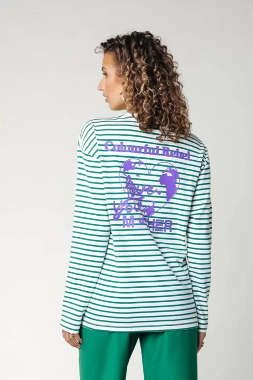 Mother Earth Stripe Longsleeve Tee | Off White | Colourful Rebel Clearance