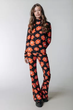 Neyo Flower Peached Turtleneck Top | Mandarin Orange | Colourful Rebel Cheap