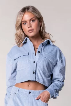 Olle Corduroy Cropped Blouse | Soft Blue | Colourful Rebel Best