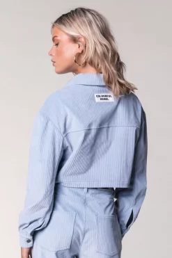 Olle Corduroy Cropped Blouse | Soft Blue | Colourful Rebel Best