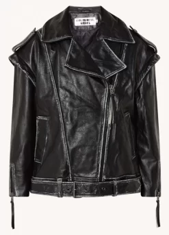 Sage Leather Biker Jacket | Black | Colourful Rebel New