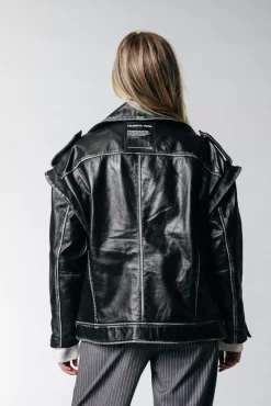 Sage Leather Biker Jacket | Black | Colourful Rebel New