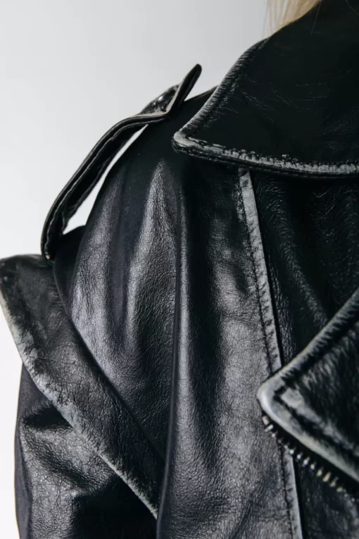 Sage Leather Biker Jacket | Black | Colourful Rebel New