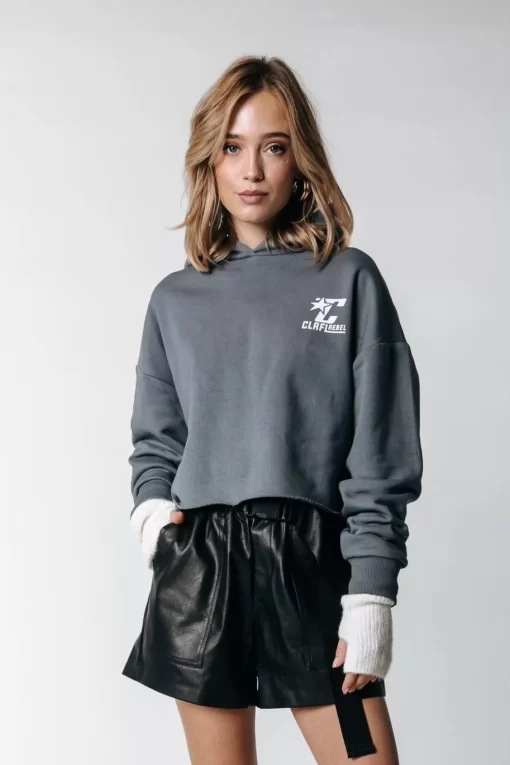 Seven Cropped Hoodie | Dark Grey | Colourful Rebel Discount