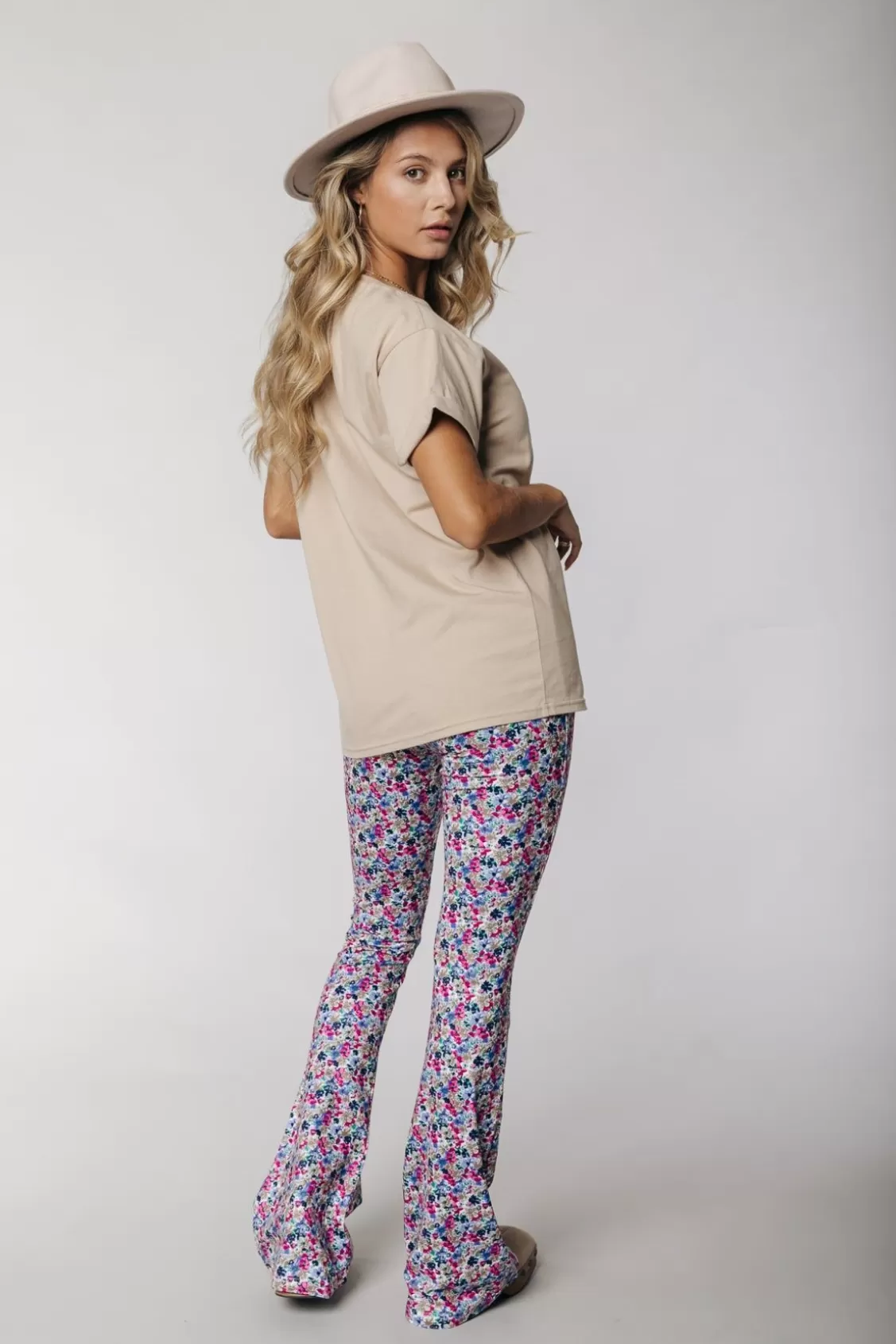 Small Flower Peached Flare Pants | Multicolor | Colourful Rebel Cheap