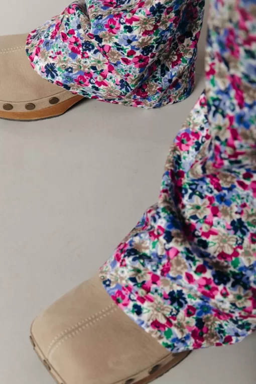 Small Flower Peached Flare Pants | Multicolor | Colourful Rebel Cheap
