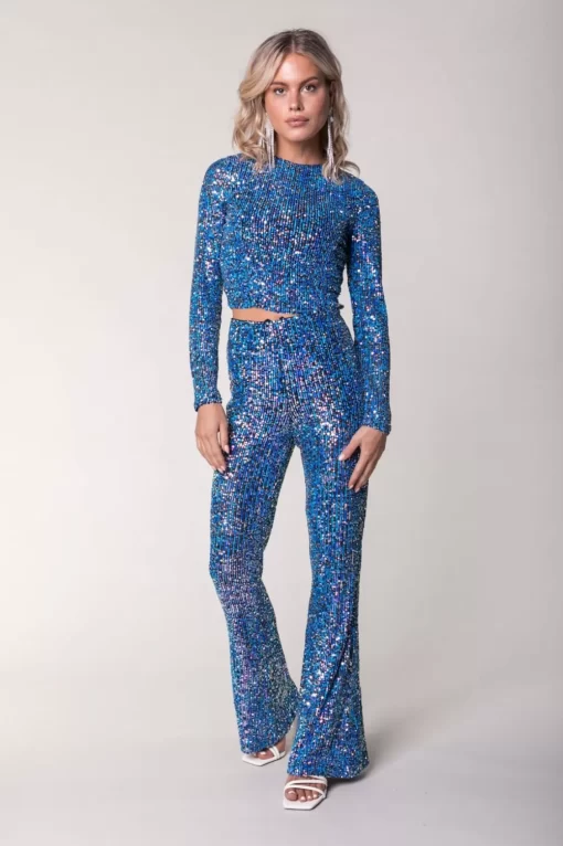 Steffie Sequins Flare Pants | Medium Pink | Colourful Rebel Store