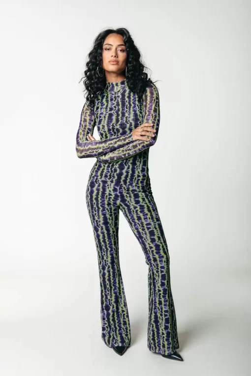 Tie Dye Stripes Mesh Flare | Multicolor | Colourful Rebel New