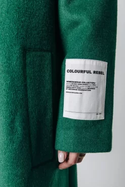 Zania Double Breasted Wool Long Coat | Deep Green | Colourful Rebel Cheap