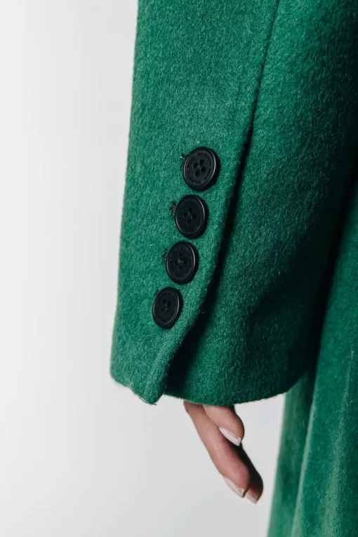 Zania Double Breasted Wool Long Coat | Deep Green | Colourful Rebel Cheap