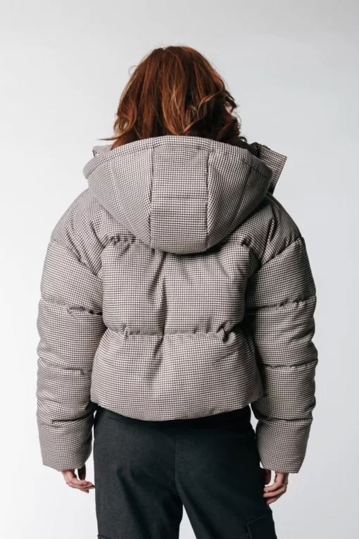 Zya Dogtooth Cropped Puffer | Brown | Colourful Rebel Hot