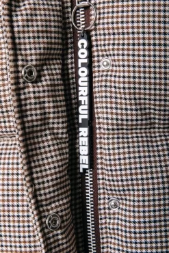 Zya Dogtooth Cropped Puffer | Brown | Colourful Rebel Hot