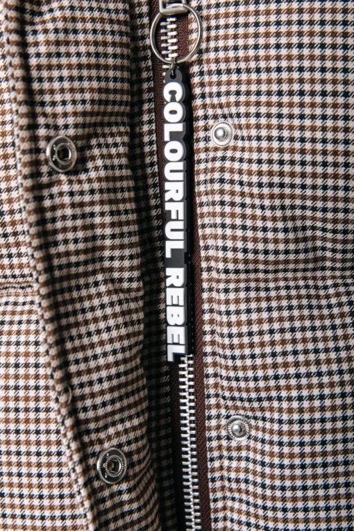 Zya Dogtooth Cropped Puffer | Brown | Colourful Rebel Hot